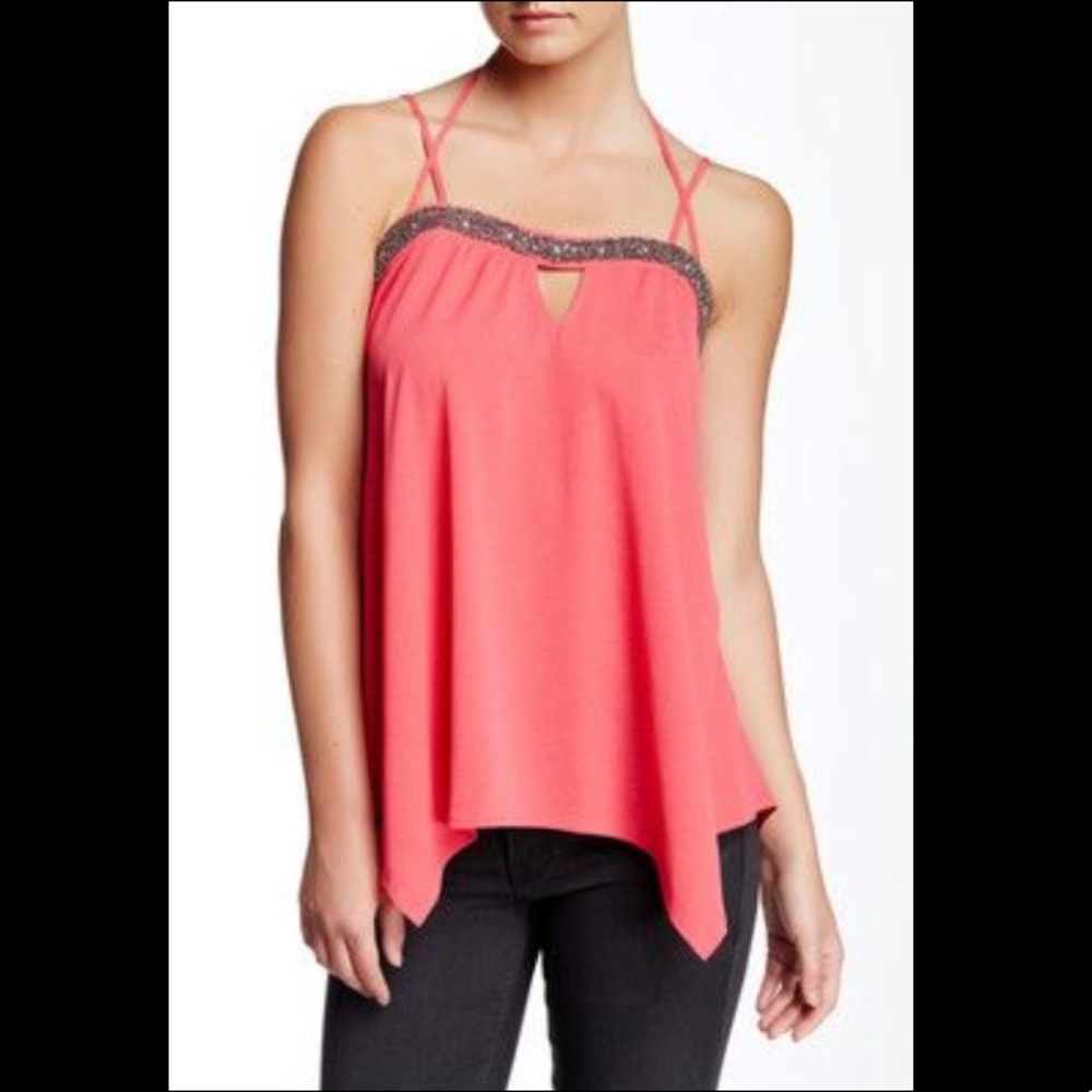 SOCIALITE Embellished Pink Multi-Strap Tank Top